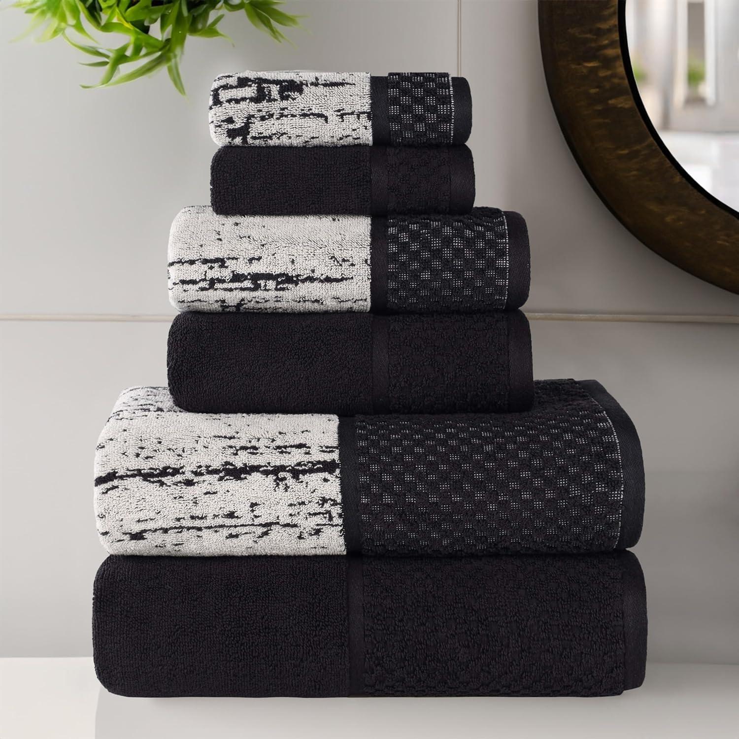 Lodie Cotton Jacquard Solid and Two-Toned 6 Piece Assorted Towel Set - Towel Set by Superior Brand