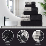 Lodie Cotton Jacquard Solid and Two-Toned 6 Piece Assorted Towel Set - Towel Set by Superior
