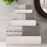 Lodie Cotton Jacquard Solid and Two-Toned 6 Piece Assorted Towel Set - Towel Set by Superior