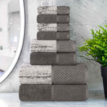 Lodie Cotton Jacquard Solid and Two-Toned 8 Piece Assorted Towel Set - Towel Set by Superior