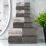Lodie Cotton Jacquard Solid and Two-Toned 8 Piece Assorted Towel Set - Towel Set by Superior