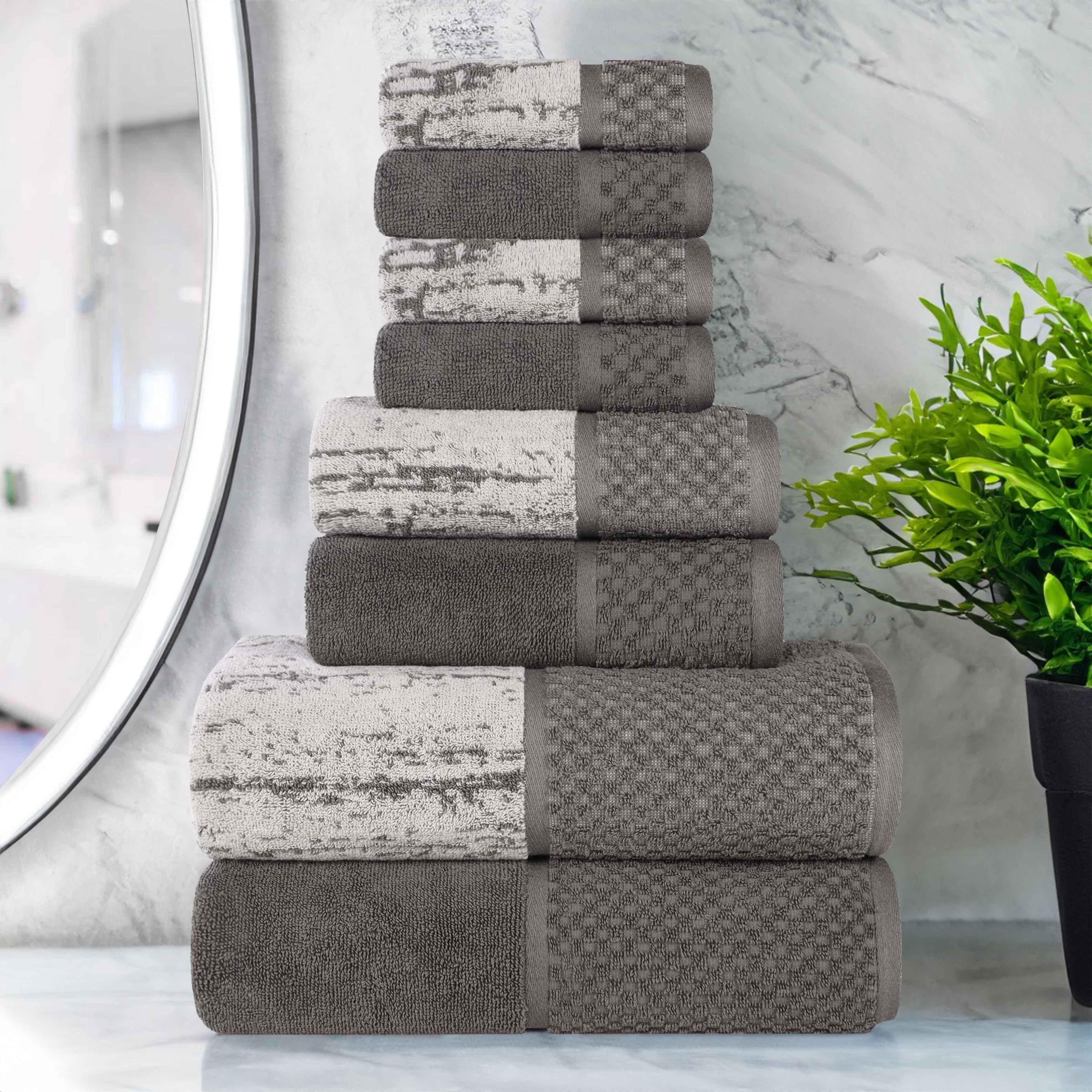 Lodie Cotton Jacquard Solid and Two-Toned 8 Piece Assorted Towel Set - Towel Set by Superior Brand