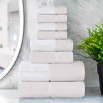 Lodie Cotton Jacquard Solid and Two-Toned 8 Piece Assorted Towel Set - Towel Set by Superior