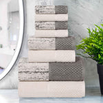 Lodie Cotton Jacquard Solid and Two-Toned 8 Piece Assorted Towel Set - Towel Set by Superior