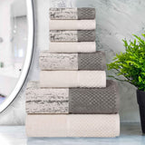 Lodie Cotton Jacquard Solid and Two-Toned 8 Piece Assorted Towel Set - Towel Set by Superior
