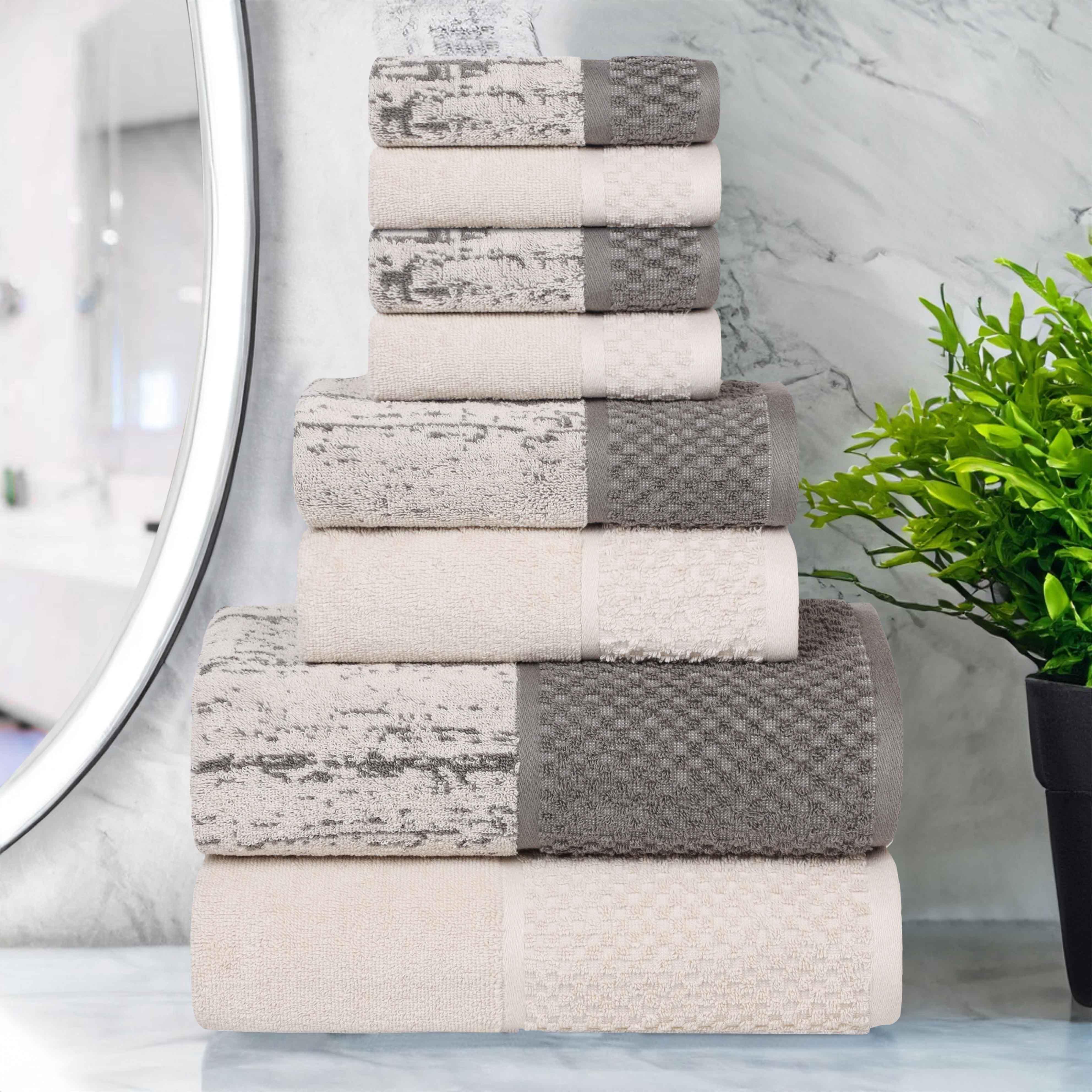 Lodie Cotton Jacquard Solid and Two-Toned 8 Piece Assorted Towel Set - Towel Set by Superior
