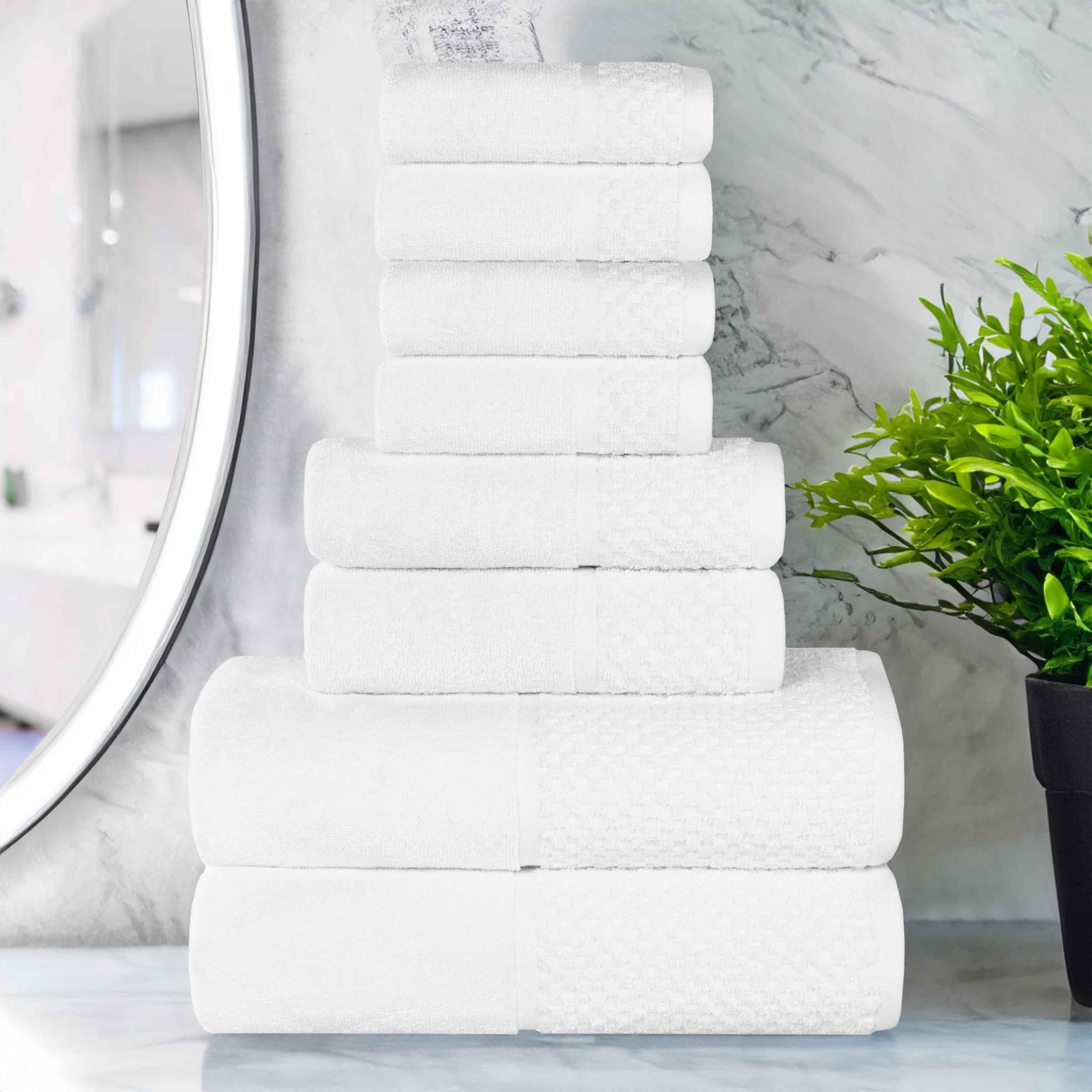 Lodie Cotton Jacquard Solid and Two-Toned 8 Piece Assorted Towel Set - Towel Set by Superior Brand