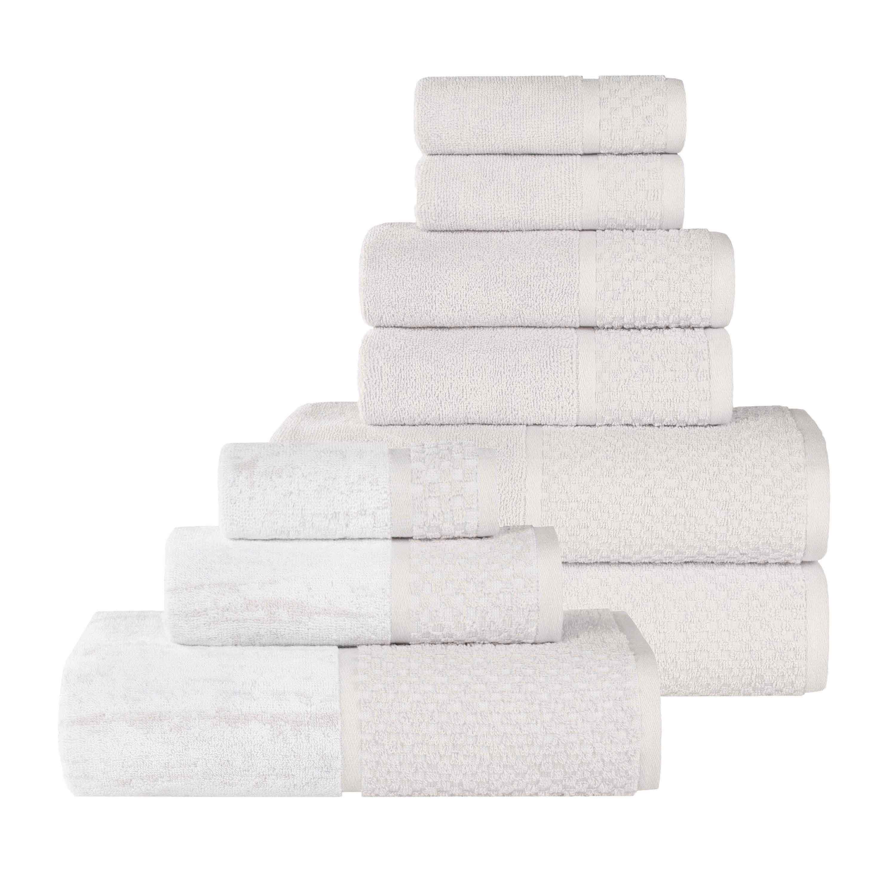 Lodie Cotton Jacquard Solid and Two-Toned 9 Piece Assorted Towel Set - Towel Set by Superior Brand