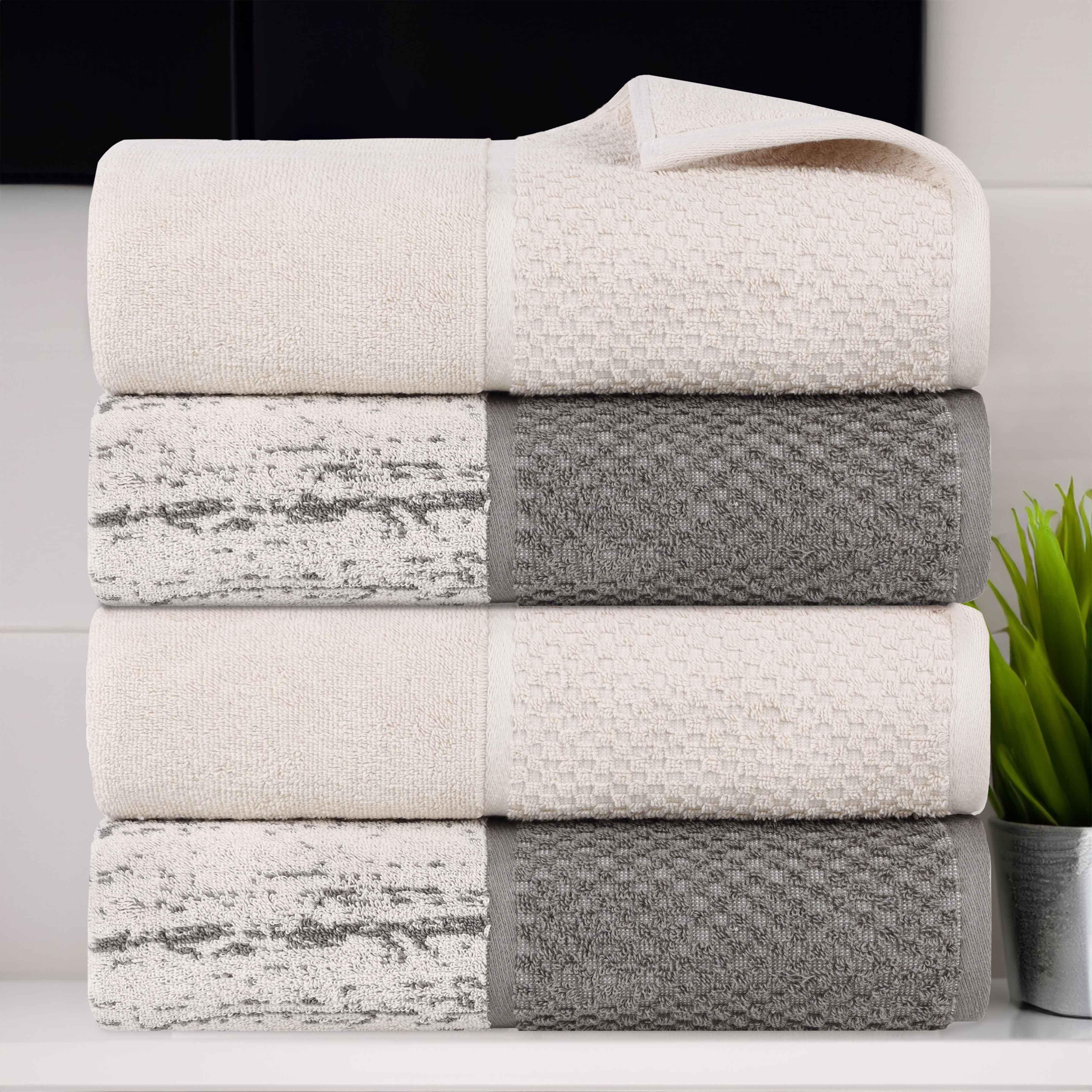 Lodie Cotton Jacquard Solid and Two-Toned Bath Towel Set of 4 - Bath Towel by Superior Brand