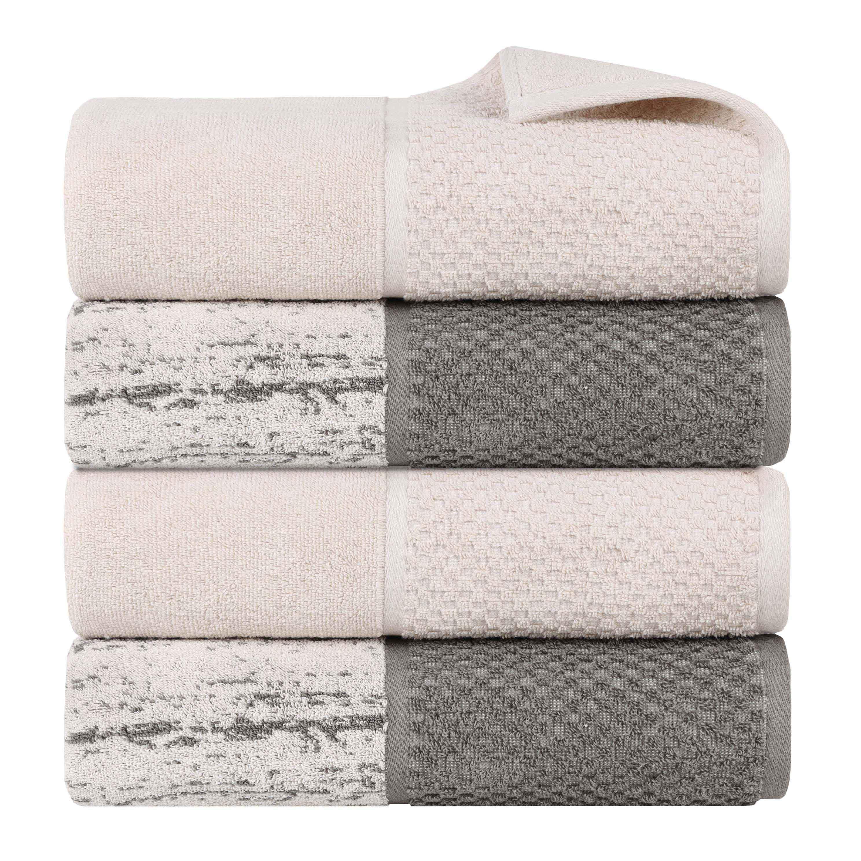 Lodie Cotton Jacquard Solid and Two-Toned Bath Towel Set of 4 - Bath Towel by Superior Brand