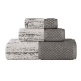 Lodie Cotton Plush Soft Jacquard Two-Toned 3 Piece Assorted Towel Set - Towel Set by Superior