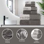 Lodie Cotton Plush Soft Jacquard Two-Toned 3 Piece Assorted Towel Set - Towel Set by Superior