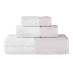 Lodie Cotton Plush Soft Jacquard Two-Toned 3 Piece Assorted Towel Set - Towel Set by Superior