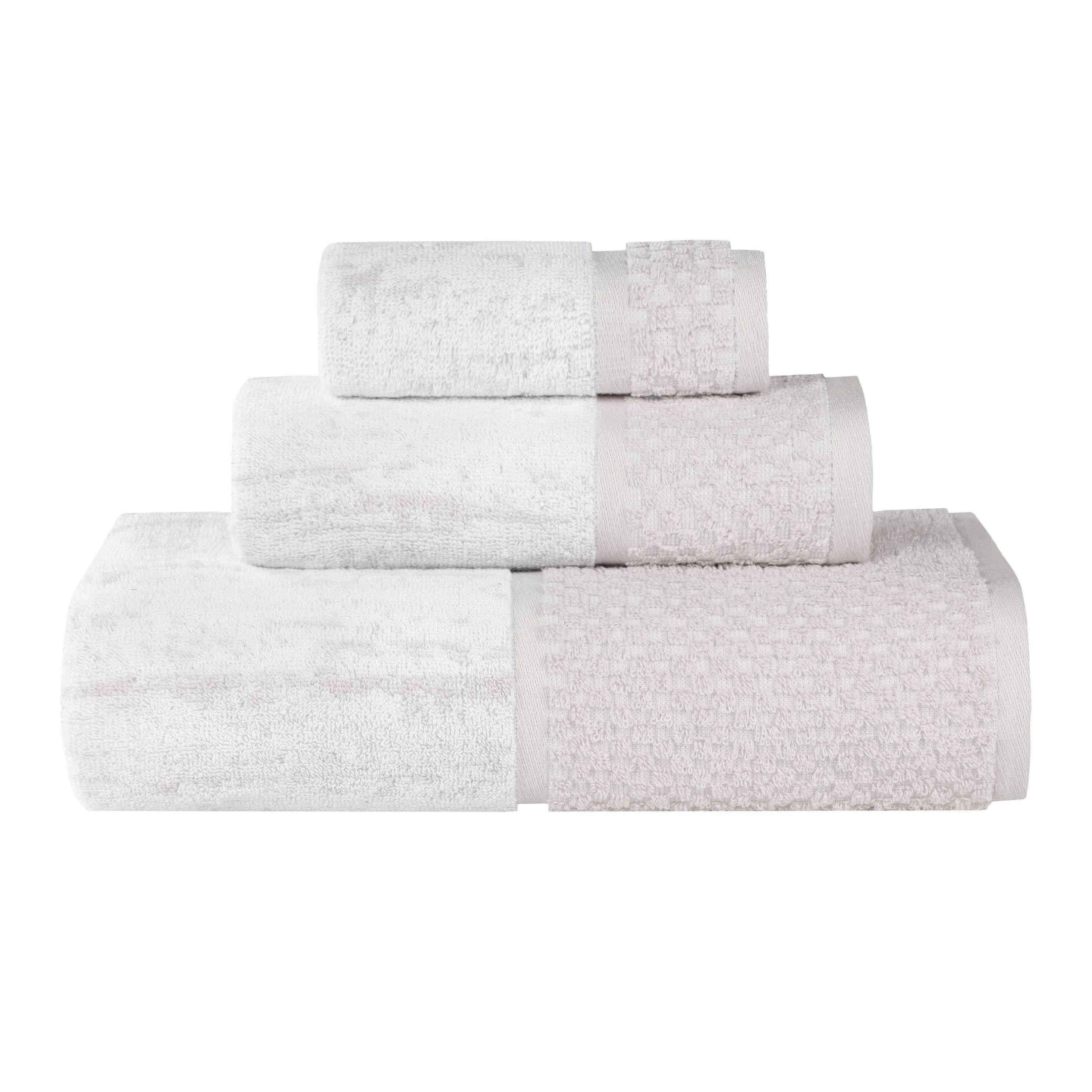Lodie Cotton Plush Soft Jacquard Two-Toned 3 Piece Assorted Towel Set - Towel Set by Superior