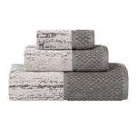 Lodie Cotton Plush Soft Jacquard Two-Toned 3 Piece Assorted Towel Set - Towel Set by Superior