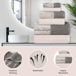 Lodie Cotton Plush Soft Jacquard Two-Toned 3 Piece Assorted Towel Set - Towel Set by Superior