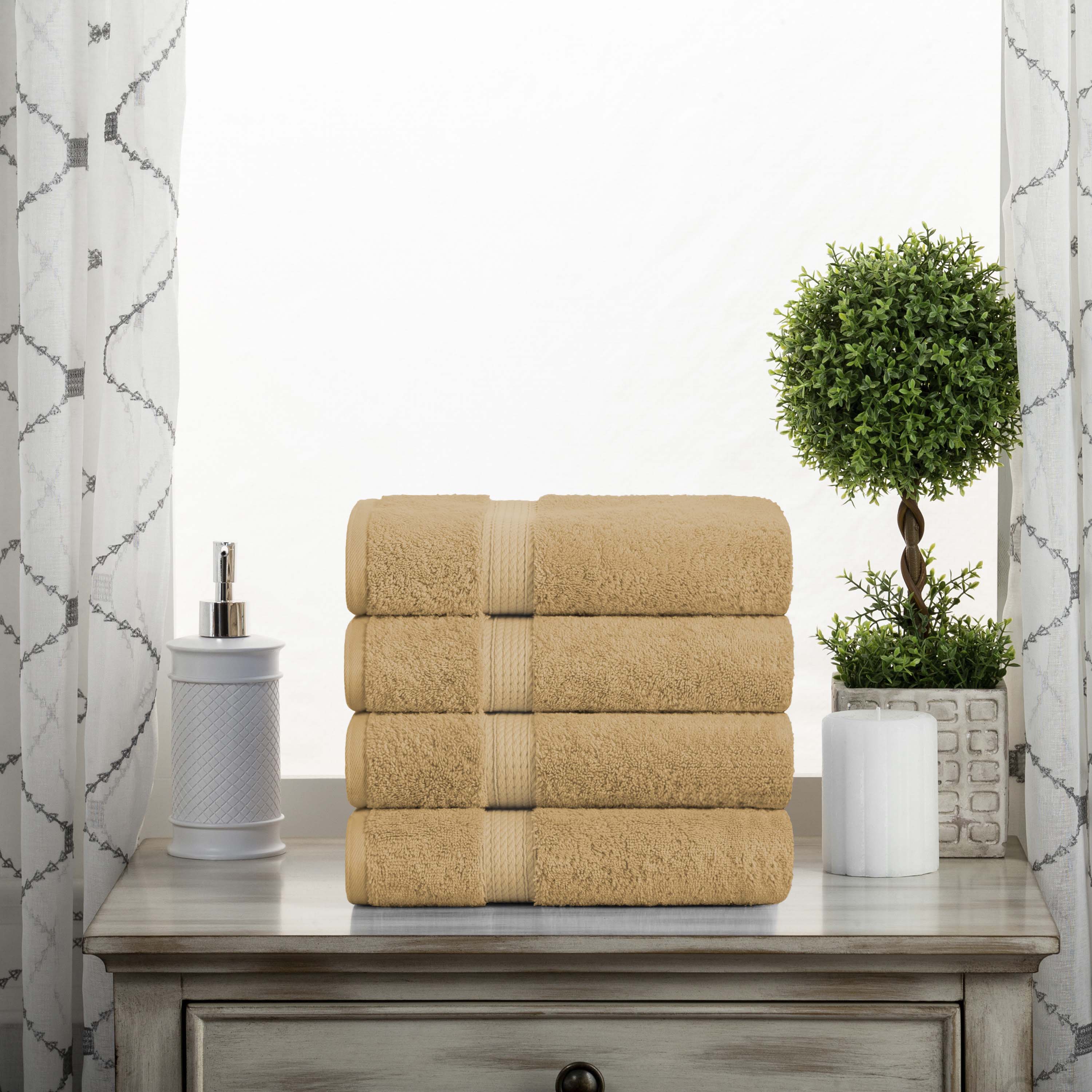 Madison Egyptian Cotton Plush Thick Absorbent Hand Towel Set of 4 - Egyptian Cotton Hand Towel by Superior Brand