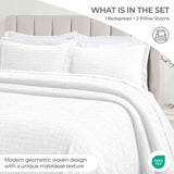 Madrid Cotton Medium Weight Geometric Matelasse Bedspread and Sham Set - Bedspread by Superior