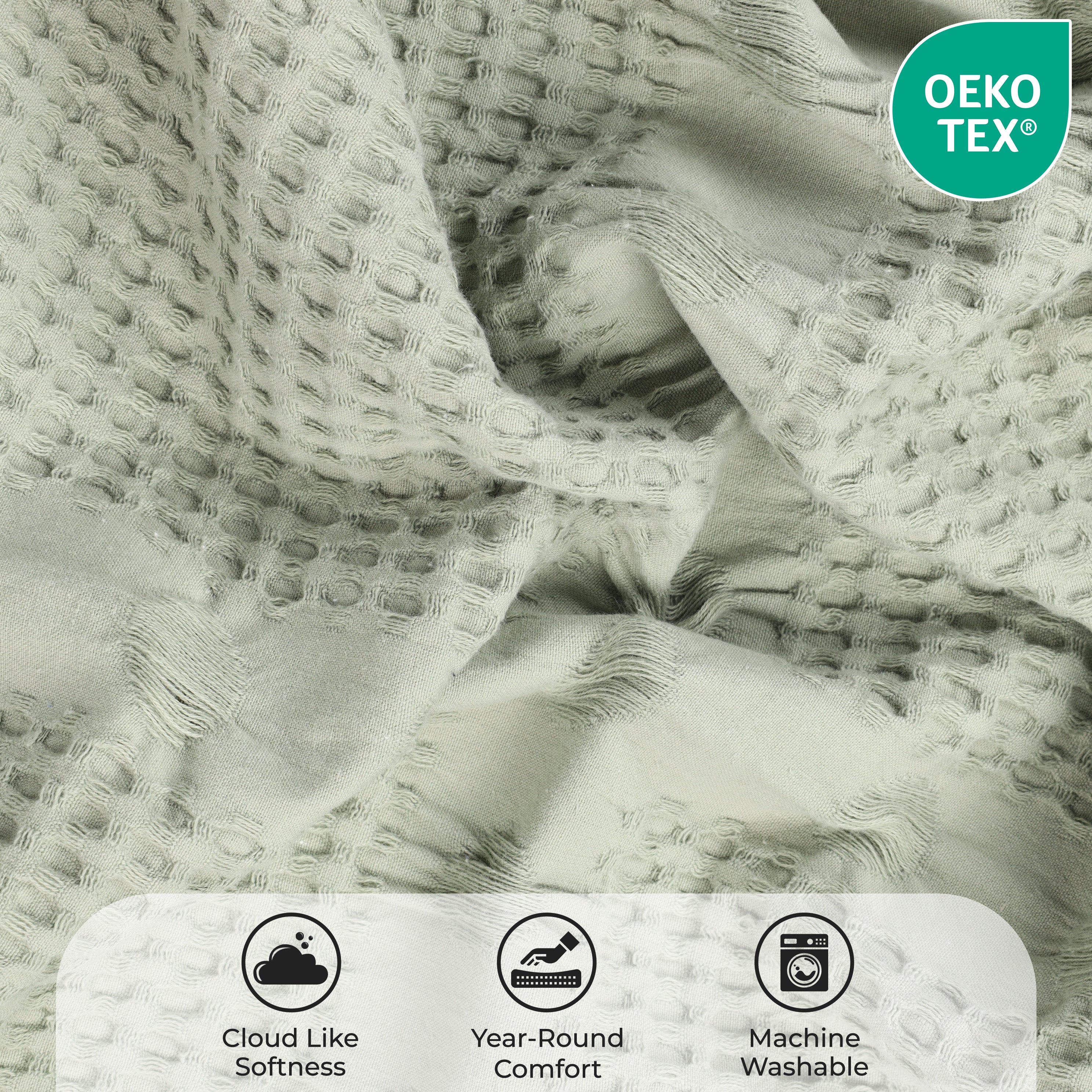 Mai Waffle Weave Honeycomb Soft Textured Cotton Blanket - Blanket by Superior
