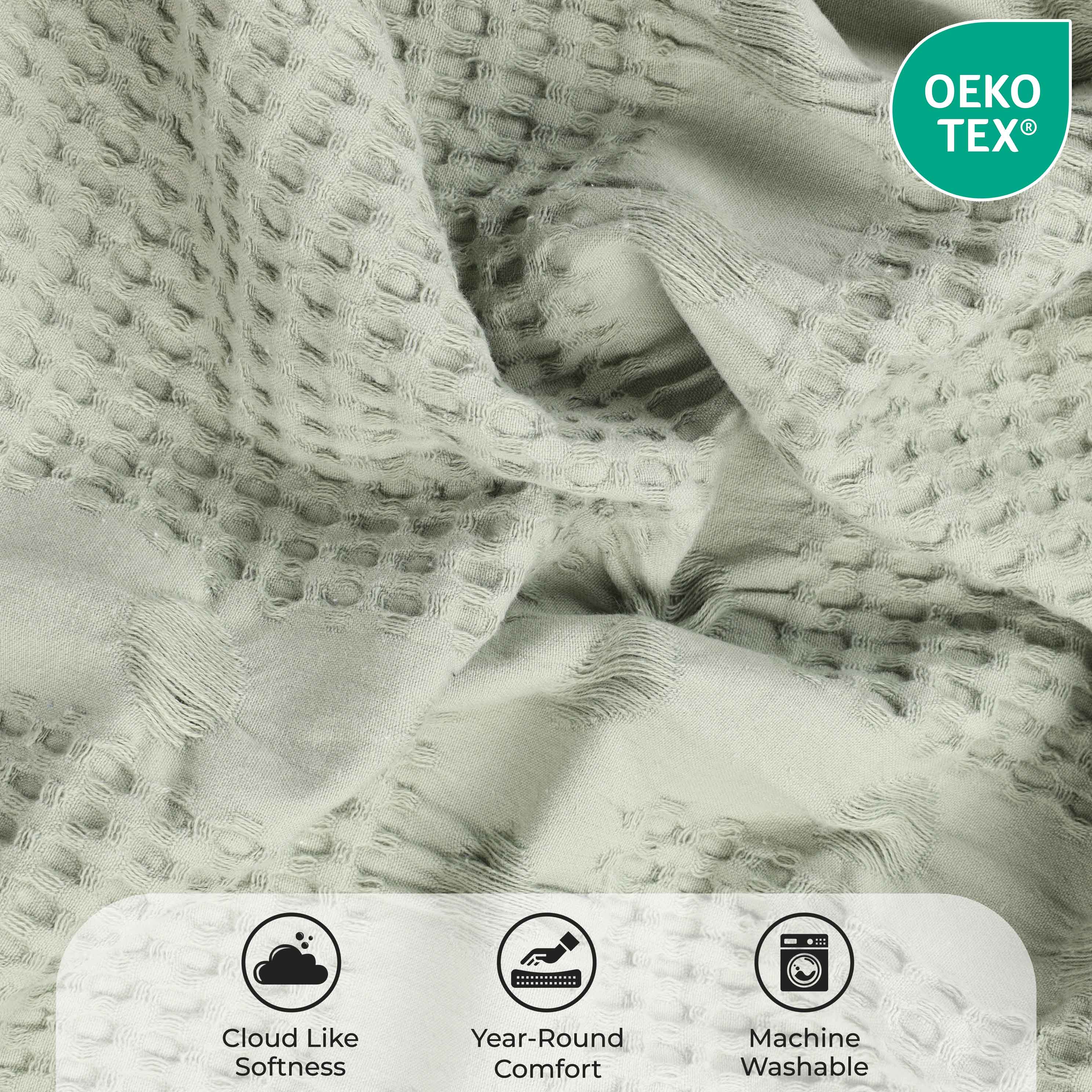 Mai Waffle Weave Honeycomb Soft Textured Cotton Blanket - Blanket by Superior