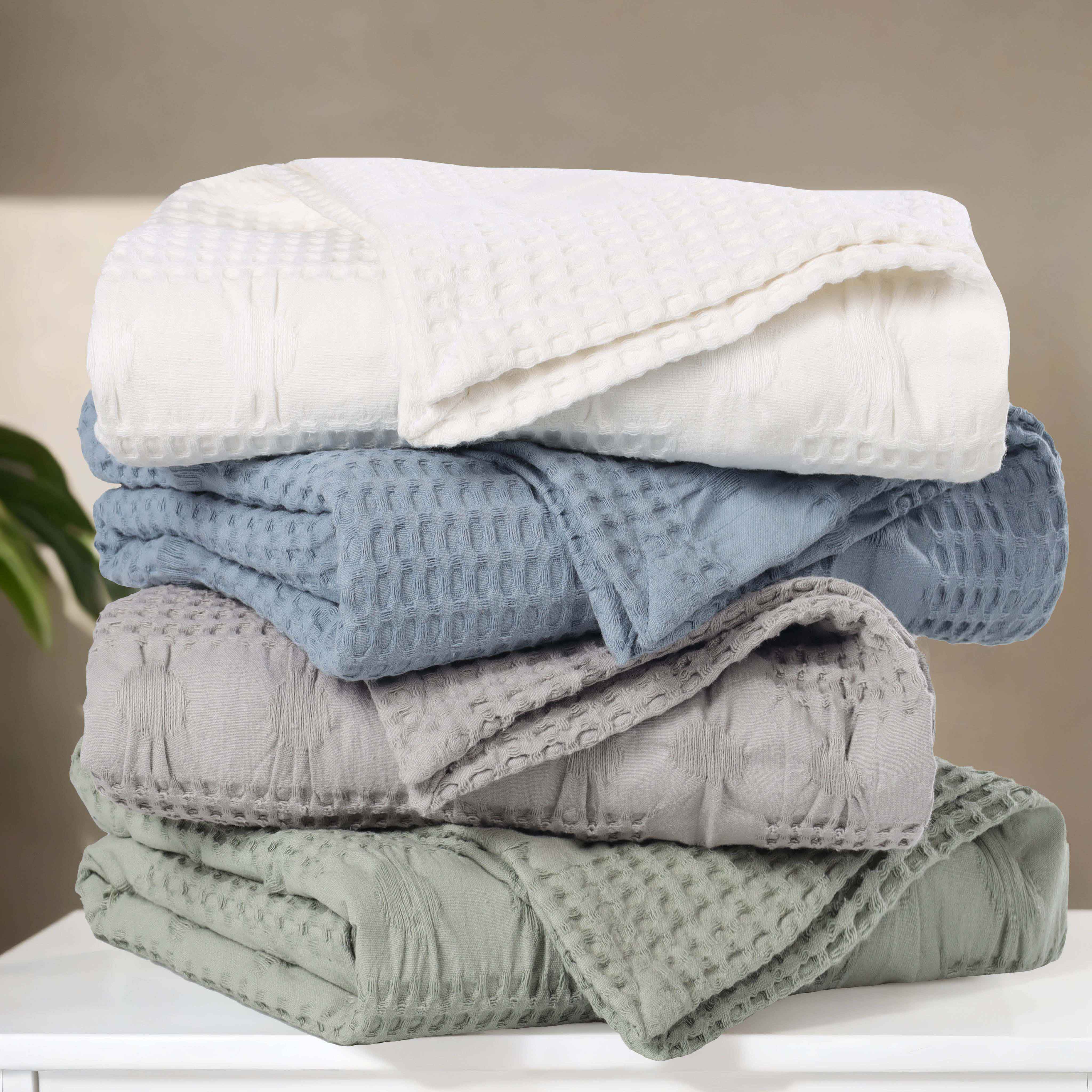 Mai Waffle Weave Honeycomb Soft Textured Cotton Blanket - Blanket by Superior