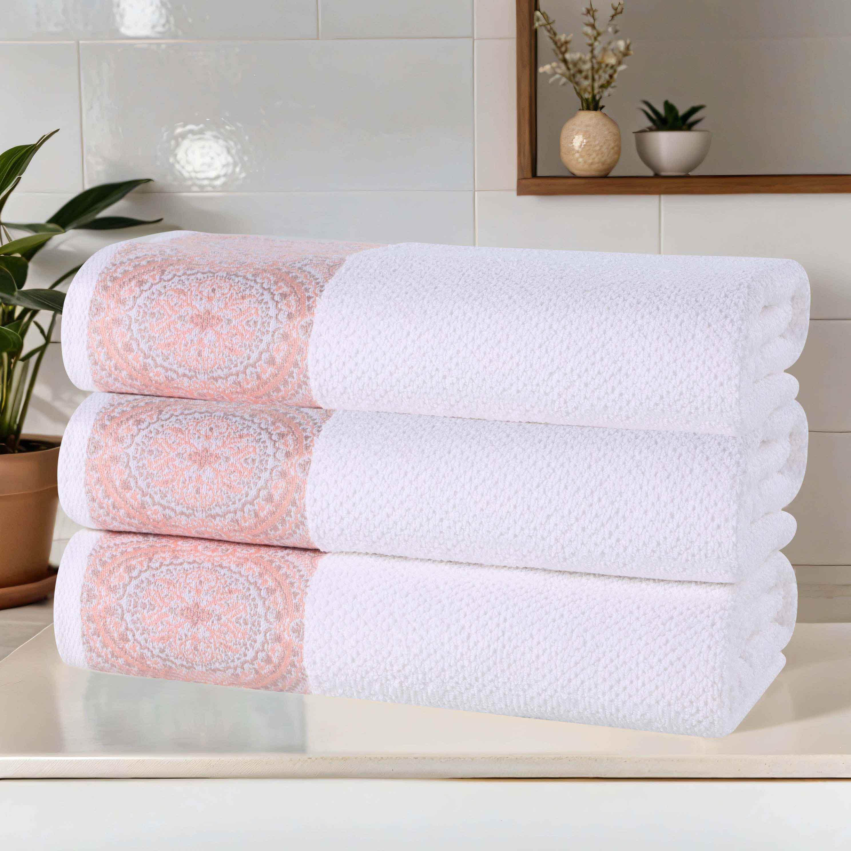 Cotton Jacquard Textured Absorbent Bath Towel Set of 3 - Bath Towel by Superior Brand