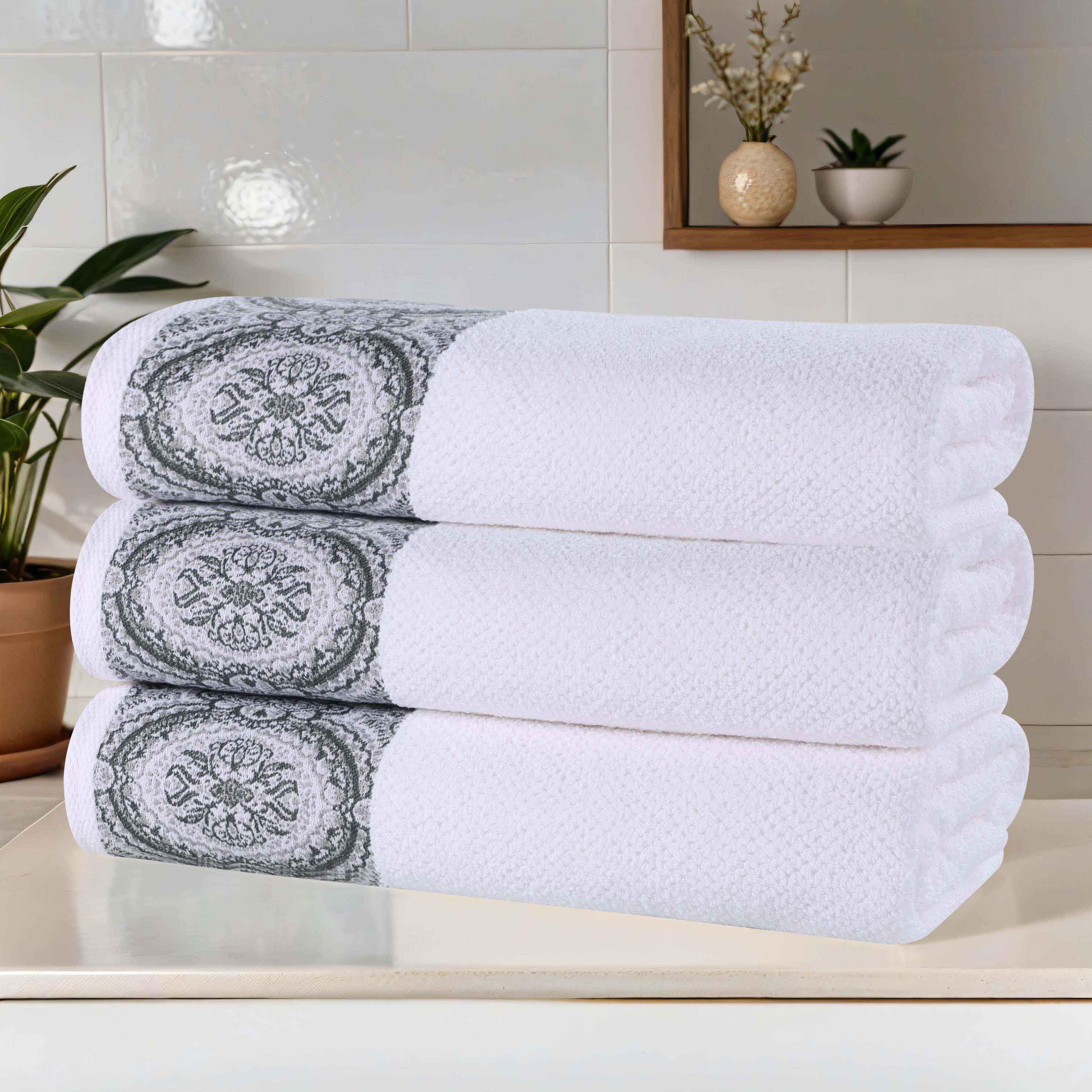 Cotton Jacquard Textured Absorbent Bath Towel Set of 3 - Bath Towel by Superior Brand