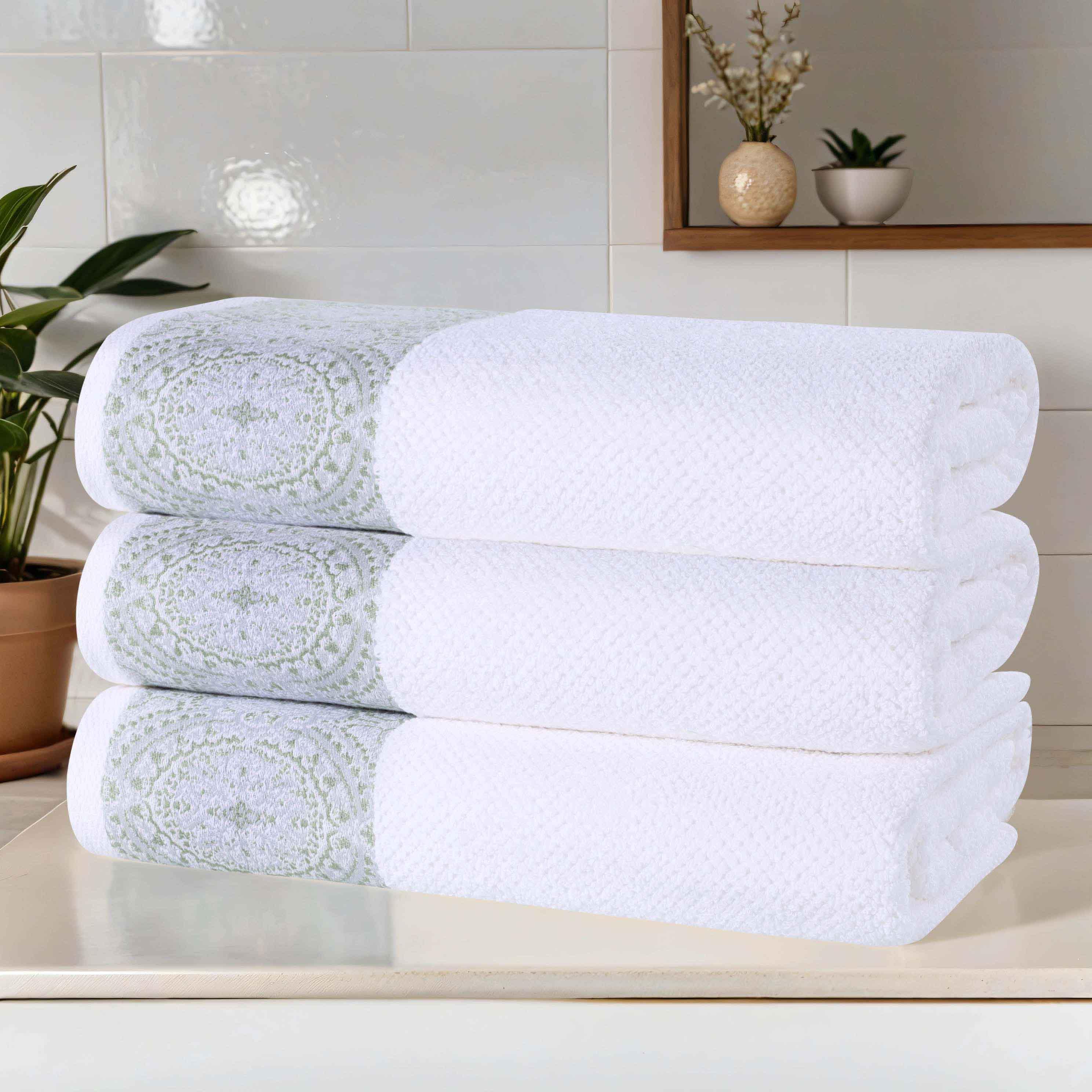 Cotton Jacquard Textured Absorbent Bath Towel Set of 3 - Bath Towel by Superior Brand