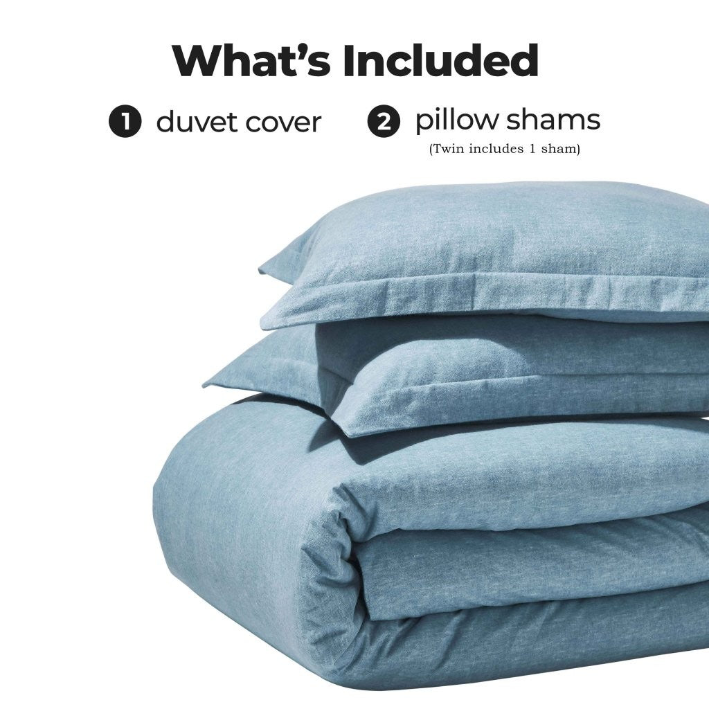 Melange Flannel Cotton Fuzzy Warm Two-Toned Duvet Cover Set - Duvet Cover Set by Superior