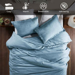 Melange Flannel Cotton Fuzzy Warm Two-Toned Duvet Cover Set - Duvet Cover Set by Superior