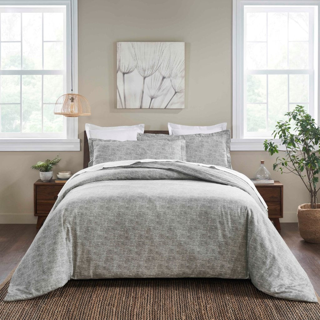Melange Flannel Cotton Fuzzy Warm Two-Toned Duvet Cover Set - Duvet Cover Set by Superior