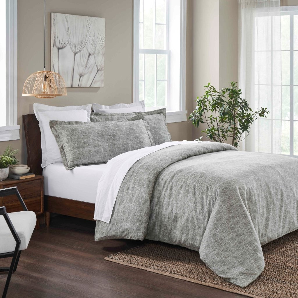 Melange Flannel Cotton Fuzzy Warm Two-Toned Duvet Cover Set - Duvet Cover Set by Superior