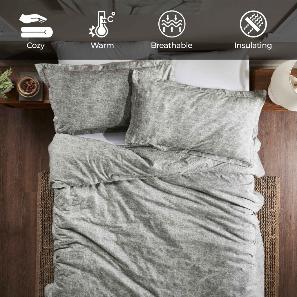 Melange Flannel Cotton Fuzzy Warm Two-Toned Duvet Cover Set - Duvet Cover Set by Superior
