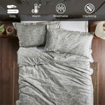 Melange Flannel Cotton Fuzzy Warm Two-Toned Duvet Cover Set - Duvet Cover Set by Superior