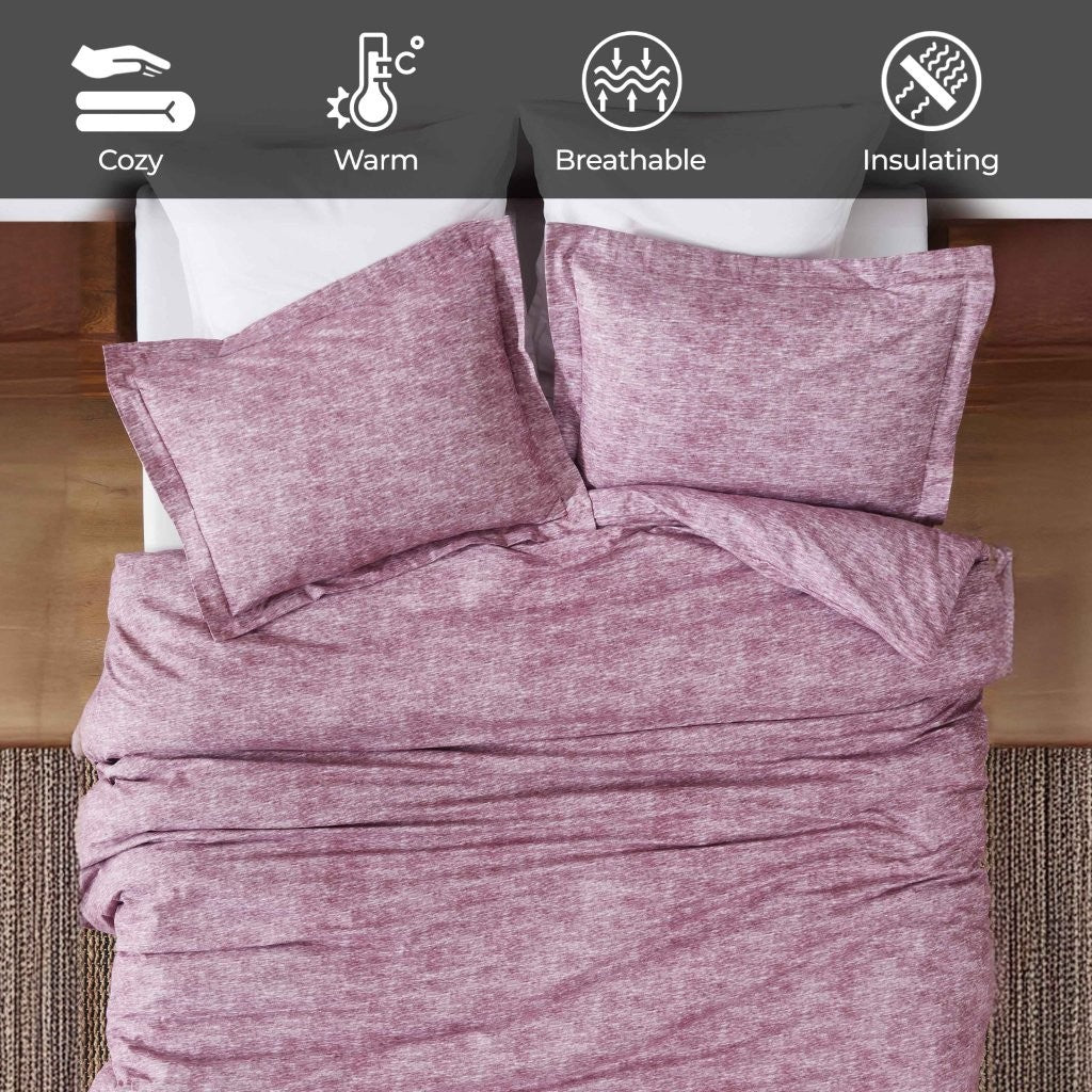 Melange Flannel Cotton Fuzzy Warm Two-Toned Duvet Cover Set - Duvet Cover Set by Superior