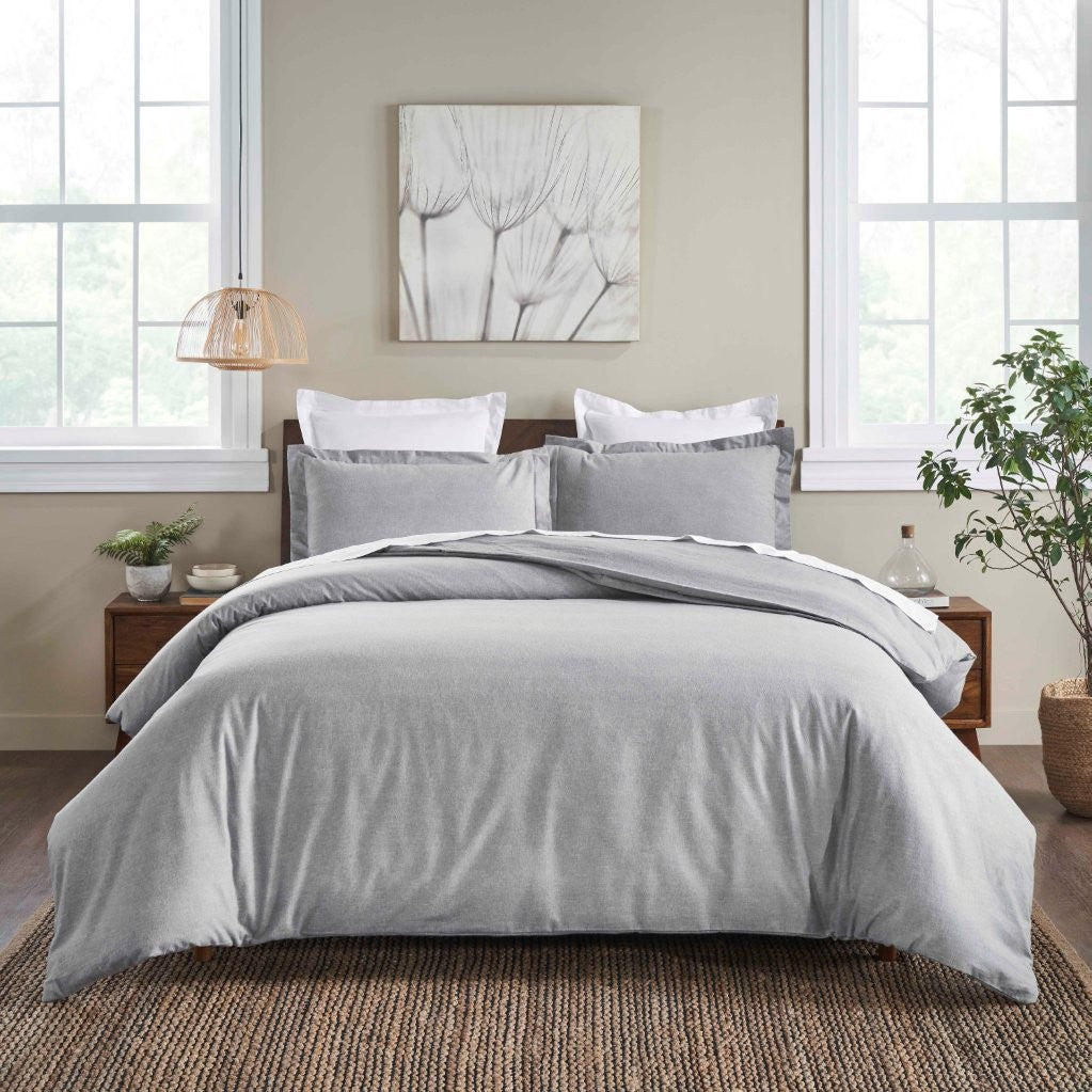 Melange Flannel Cotton Fuzzy Warm Two-Toned Duvet Cover Set - Duvet Cover Set by Superior