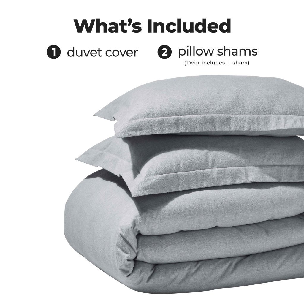 Melange Flannel Cotton Fuzzy Warm Two-Toned Duvet Cover Set - Duvet Cover Set by Superior
