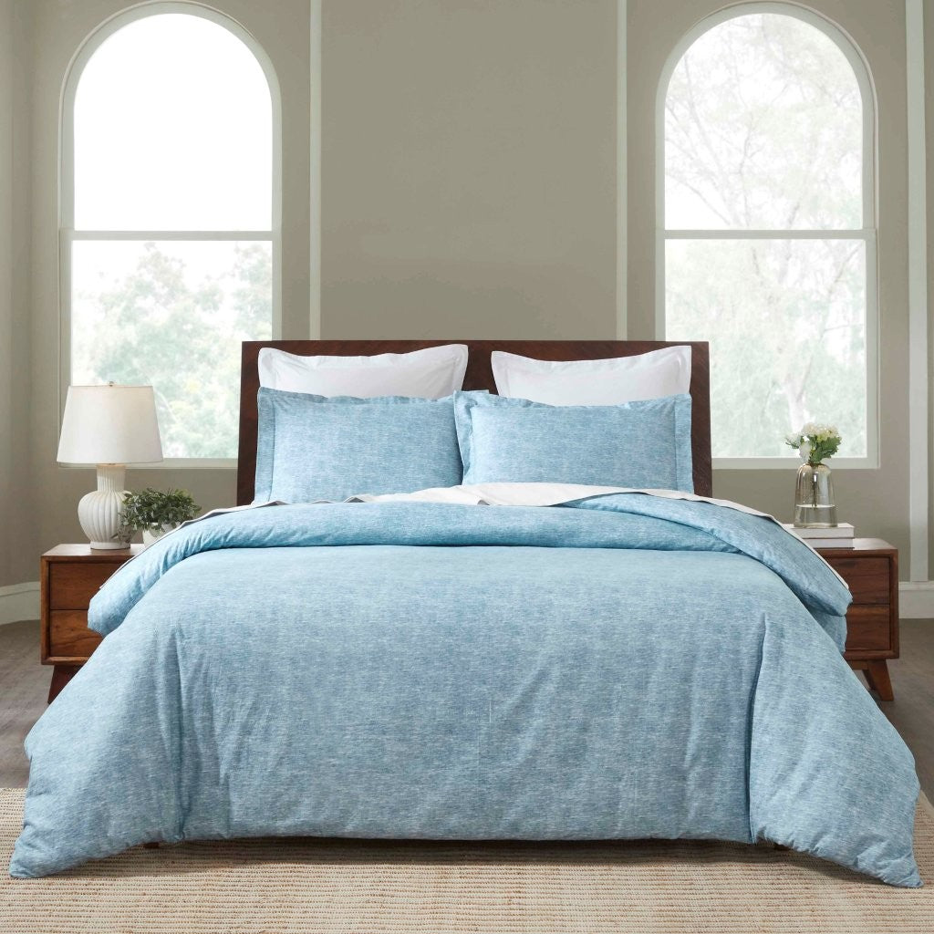 Melange Flannel Cotton Fuzzy Warm Two-Toned Duvet Cover Set - Duvet Cover Set by Superior