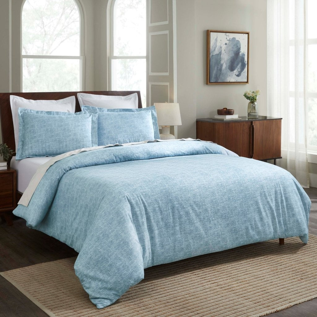 Melange Flannel Cotton Fuzzy Warm Two-Toned Duvet Cover Set - Duvet Cover Set by Superior