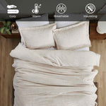 Melange Flannel Cotton Fuzzy Warm Two-Toned Duvet Cover Set - Duvet Cover Set by Superior