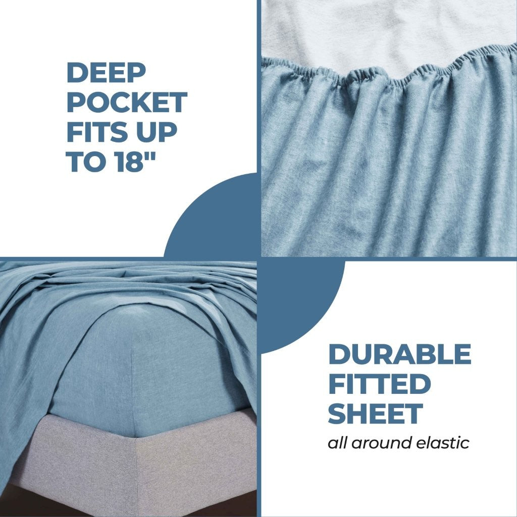 Melange Flannel Cotton Two-Toned Deep Pocket Warm Sheet Set - Sheet Set by Superior