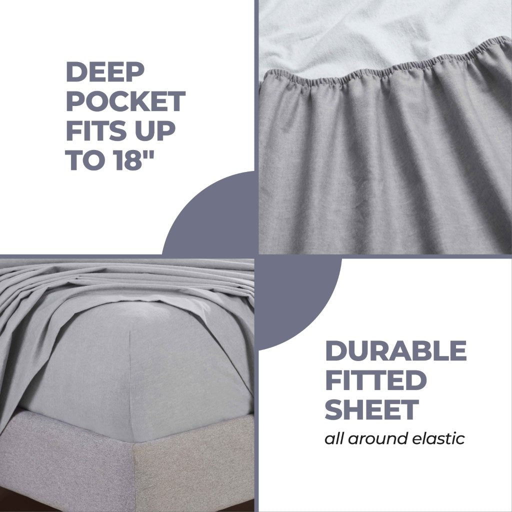 Melange Flannel Cotton Two-Toned Deep Pocket Warm Sheet Set - Sheet Set by Superior