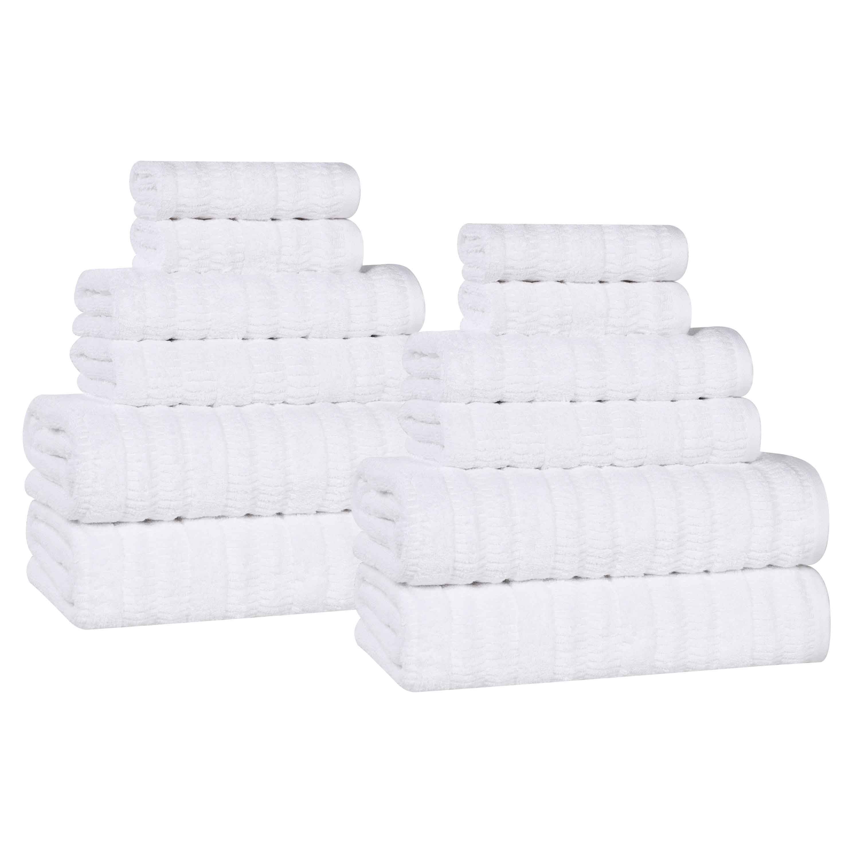 Mika Smart Twist Viscose Cotton Blend Solid Ribbed 12 Piece Towel Set - Towel Set by Superior Brand