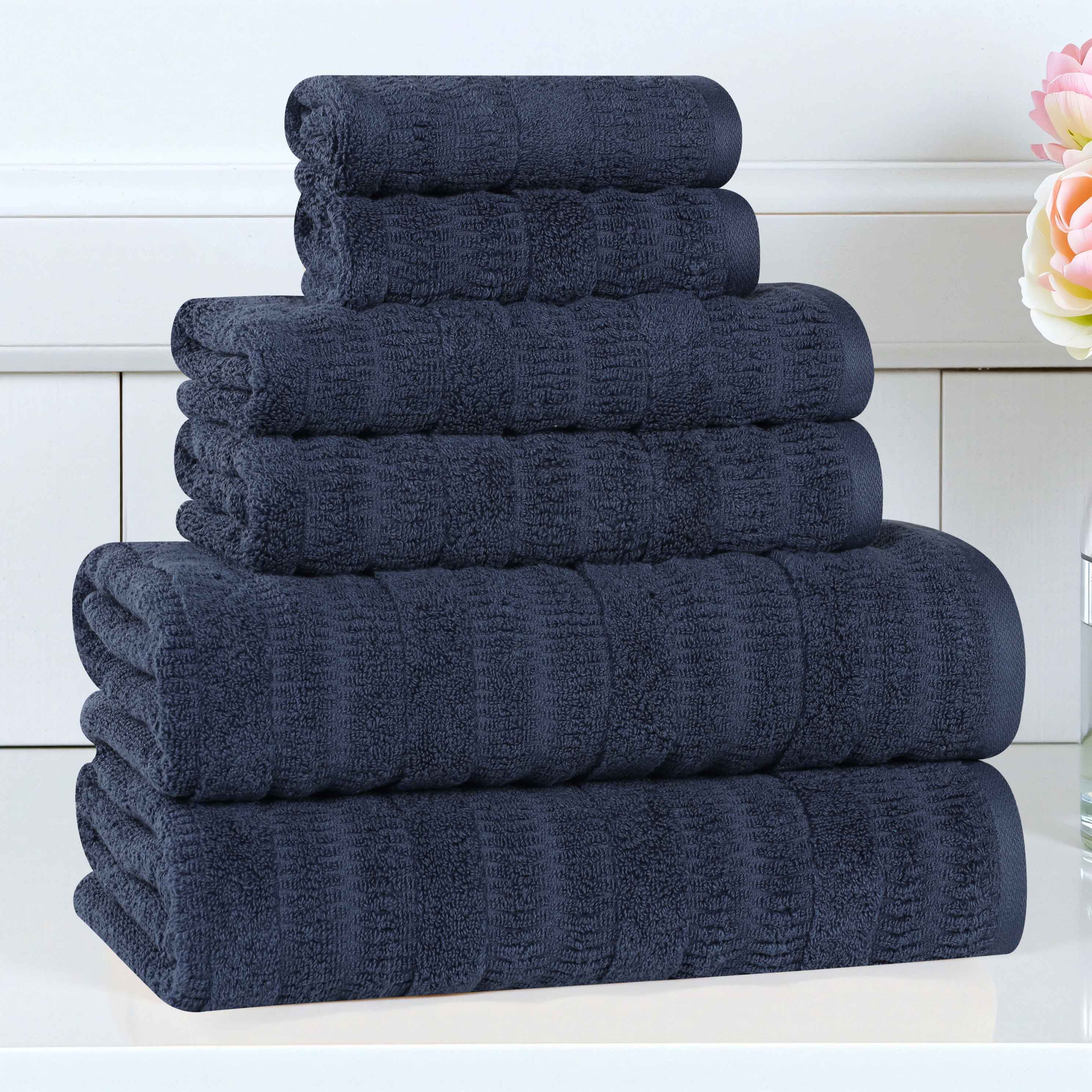 Mika Smart Twist Viscose Cotton Blend Solid Ribbed 6 Piece Towel Set - Towel Set by Superior Brand