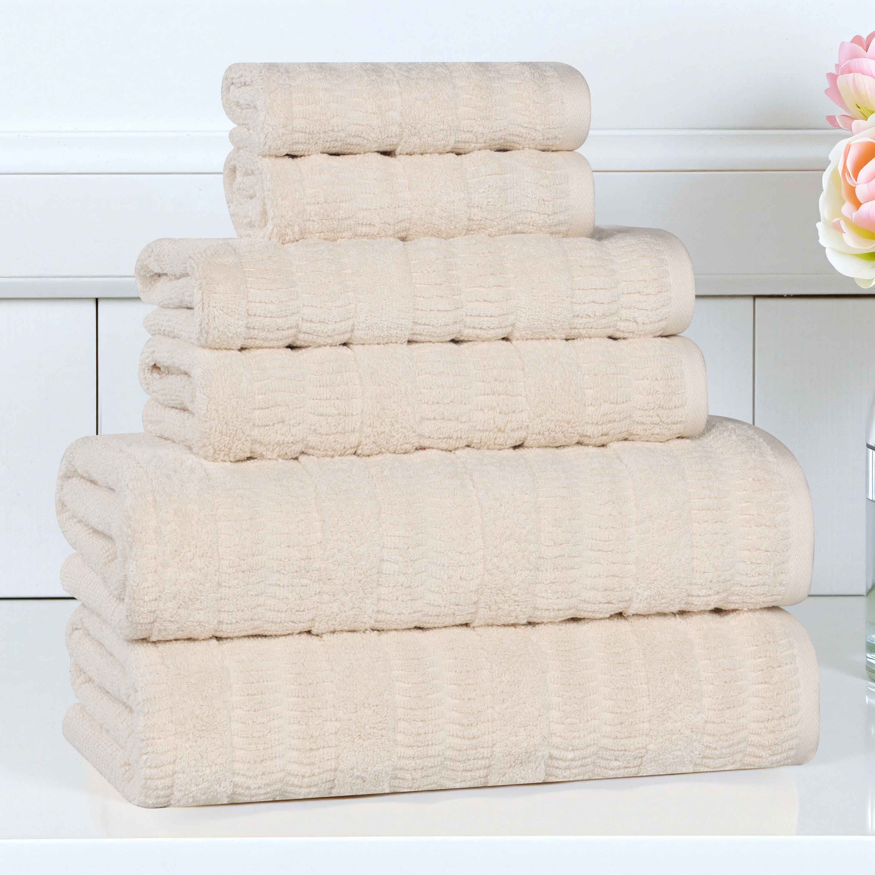 Mika Smart Twist Viscose Cotton Blend Solid Ribbed 6 Piece Towel Set - Towel Set by Superior Brand