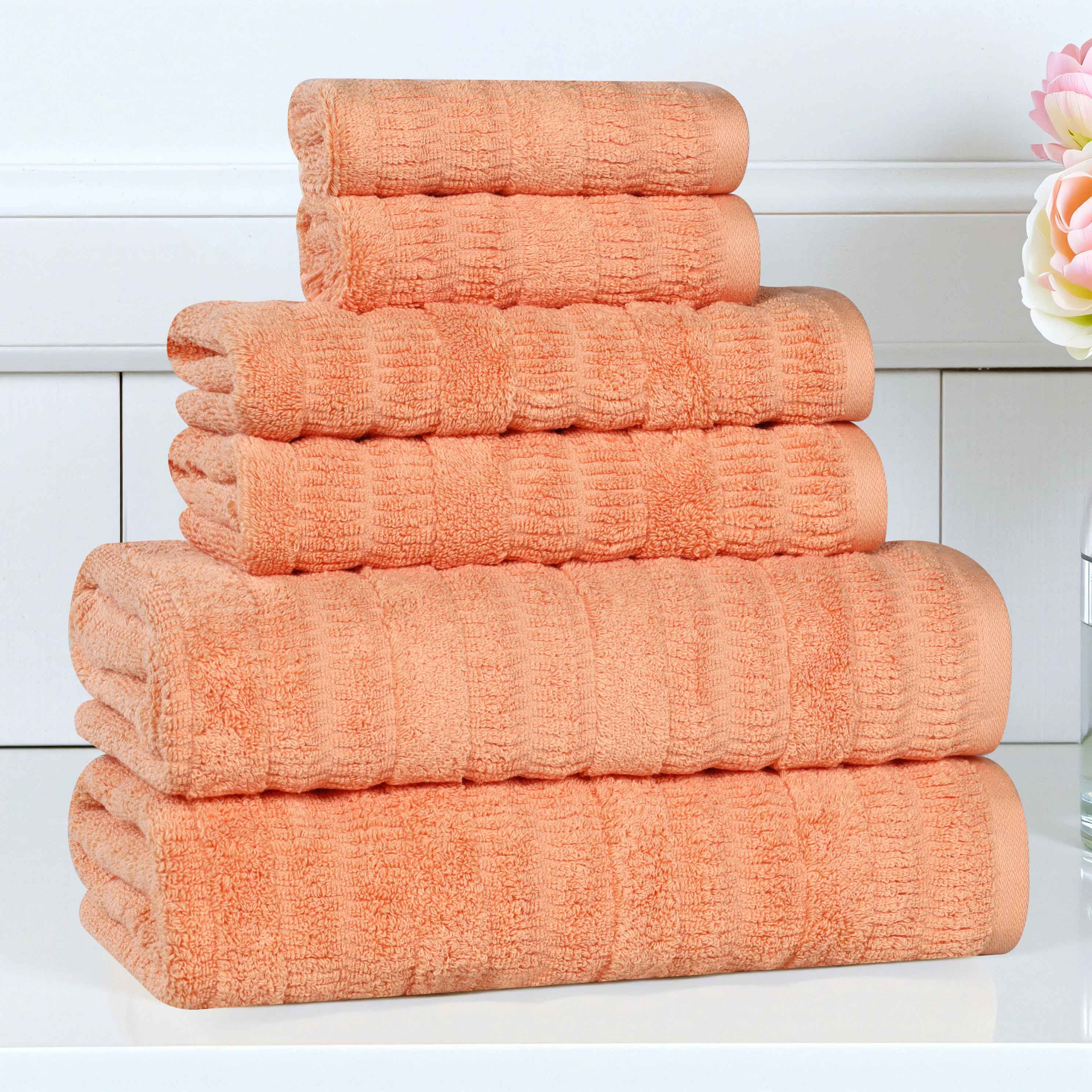 Mika Smart Twist Viscose Cotton Blend Solid Ribbed 6 Piece Towel Set - Towel Set by Superior Brand