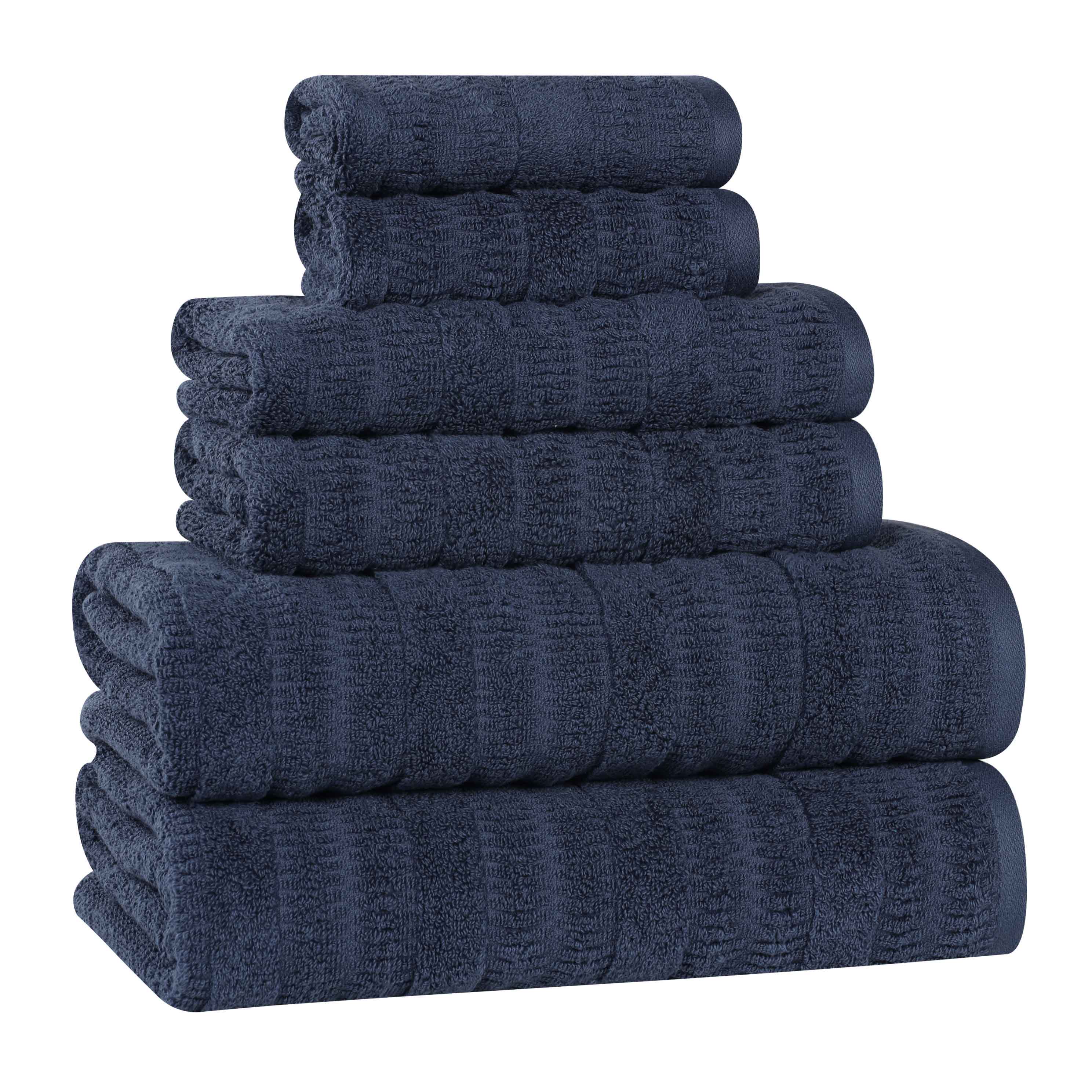 Mika Smart Twist Viscose Cotton Blend Solid Ribbed 6 Piece Towel Set - Towel Set by Superior Brand