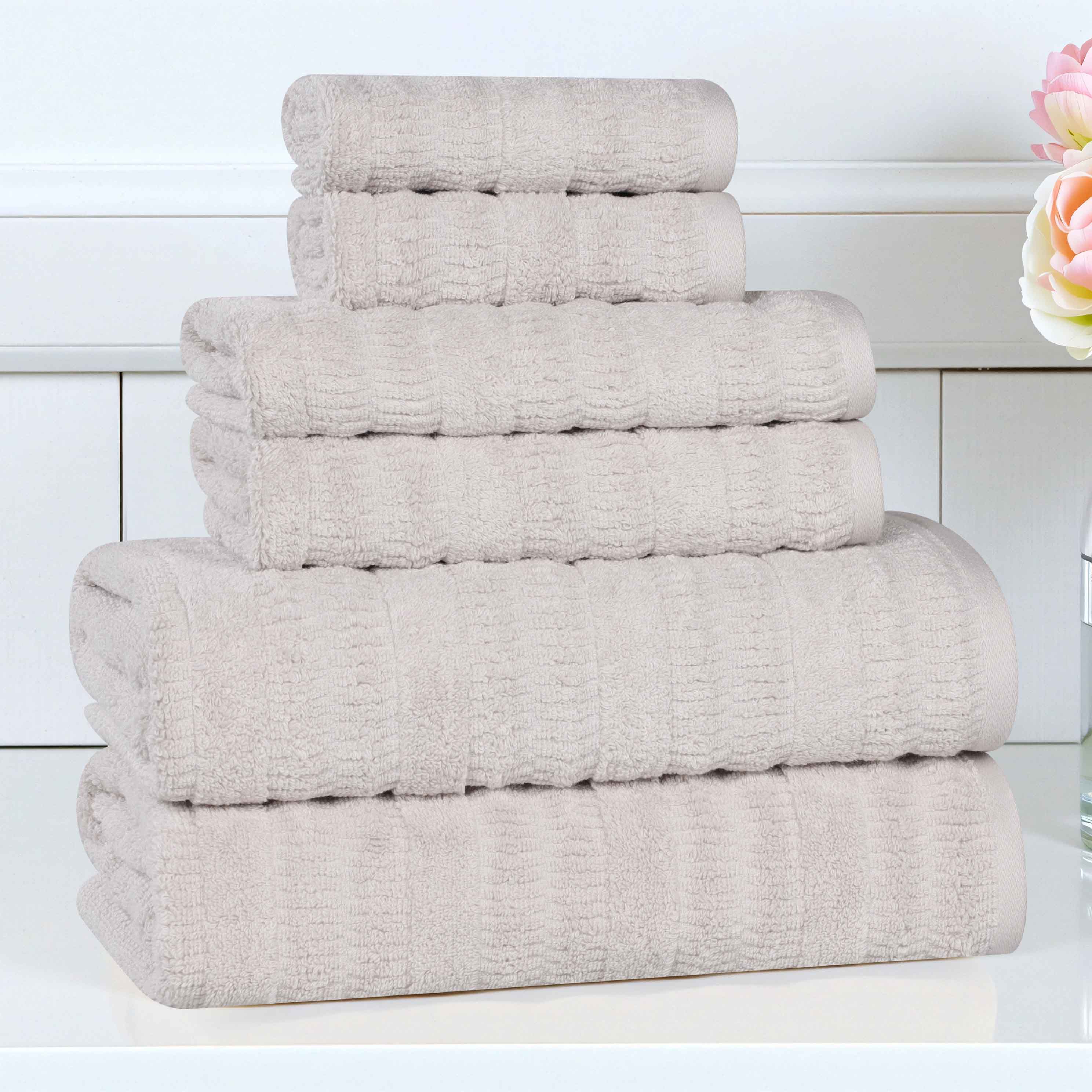 Mika Smart Twist Viscose Cotton Blend Solid Ribbed 6 Piece Towel Set - Towel Set by Superior Brand