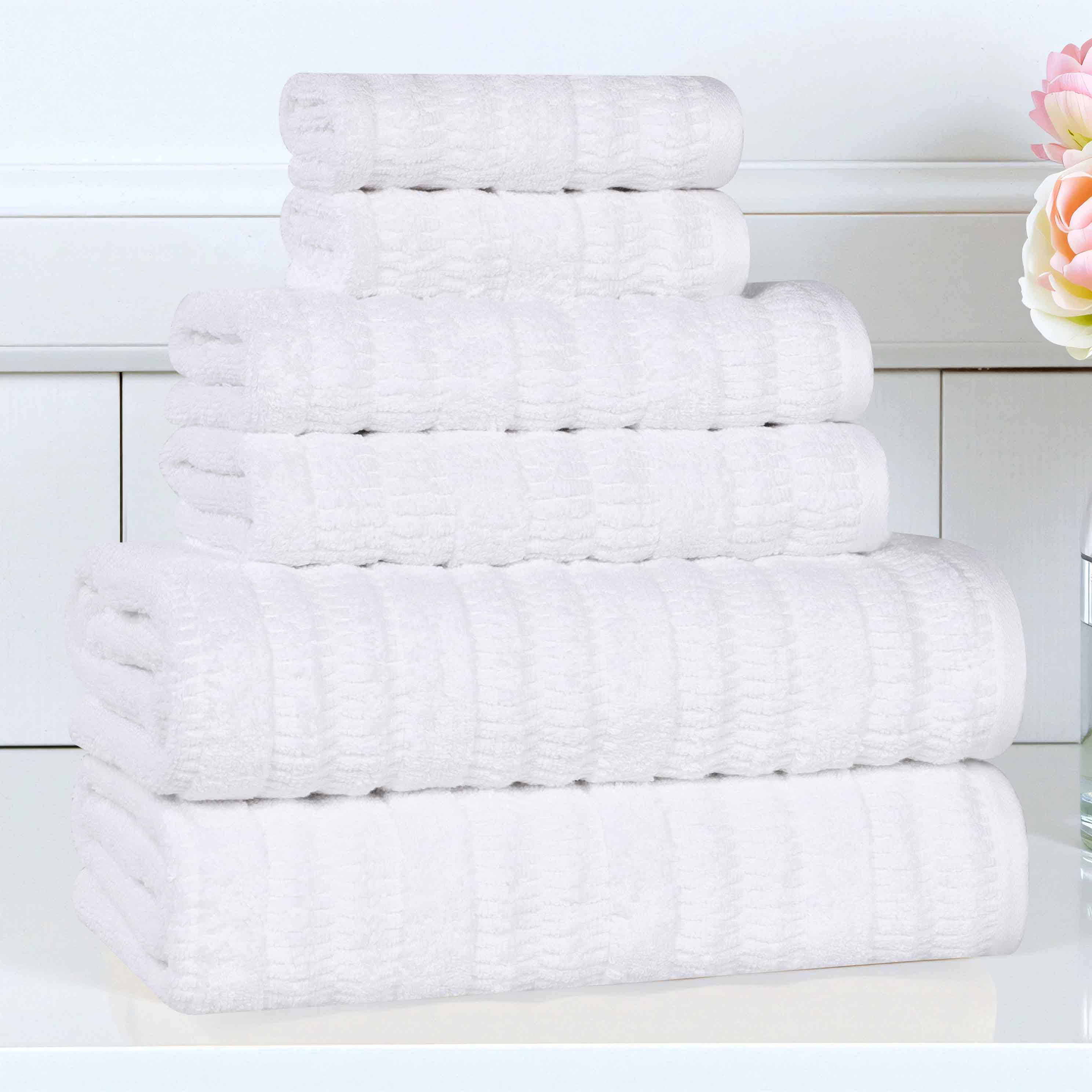 Mika Smart Twist Viscose Cotton Blend Solid Ribbed 6 Piece Towel Set - Towel Set by Superior Brand