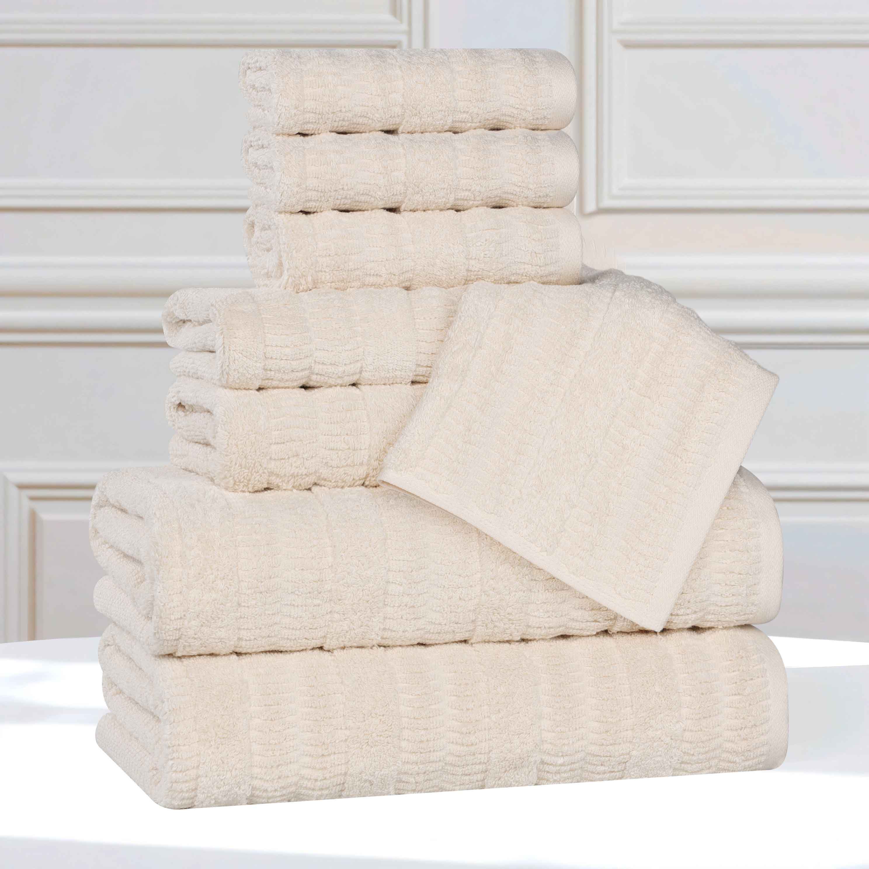 Mika Smart Twist Viscose Cotton Blend Solid Ribbed 8 Piece Towel Set - Towel Set by Superior Brand